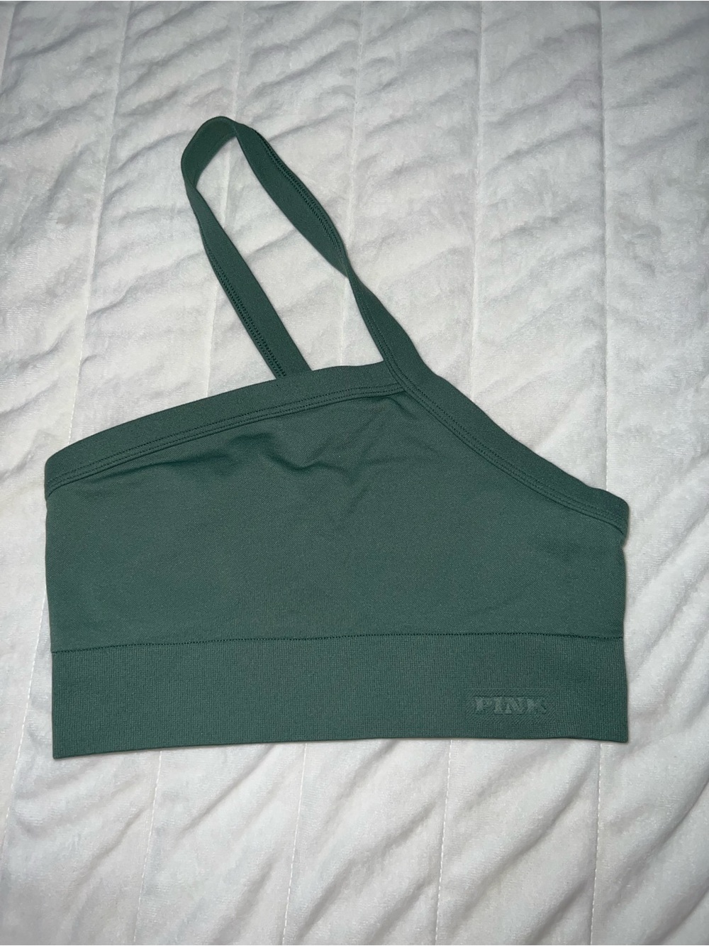 PINK Victoria's Secret Forest Green One-Shoulder Bralette